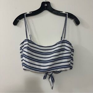 Windsor Blue & White Striped Crop‎ Top with Adjustable Bow back Size Small NWT